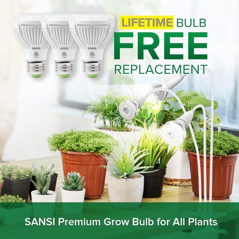 Sansi LED Grow Lights for Indoor Plants, 450W Full Spectrum Clip-on Gooseneck Grow Light with Ceramic Tech.,30W Plant Light with Optical Lens, Lifetime Free Bulbs Replacement White, No Timer - Image 2